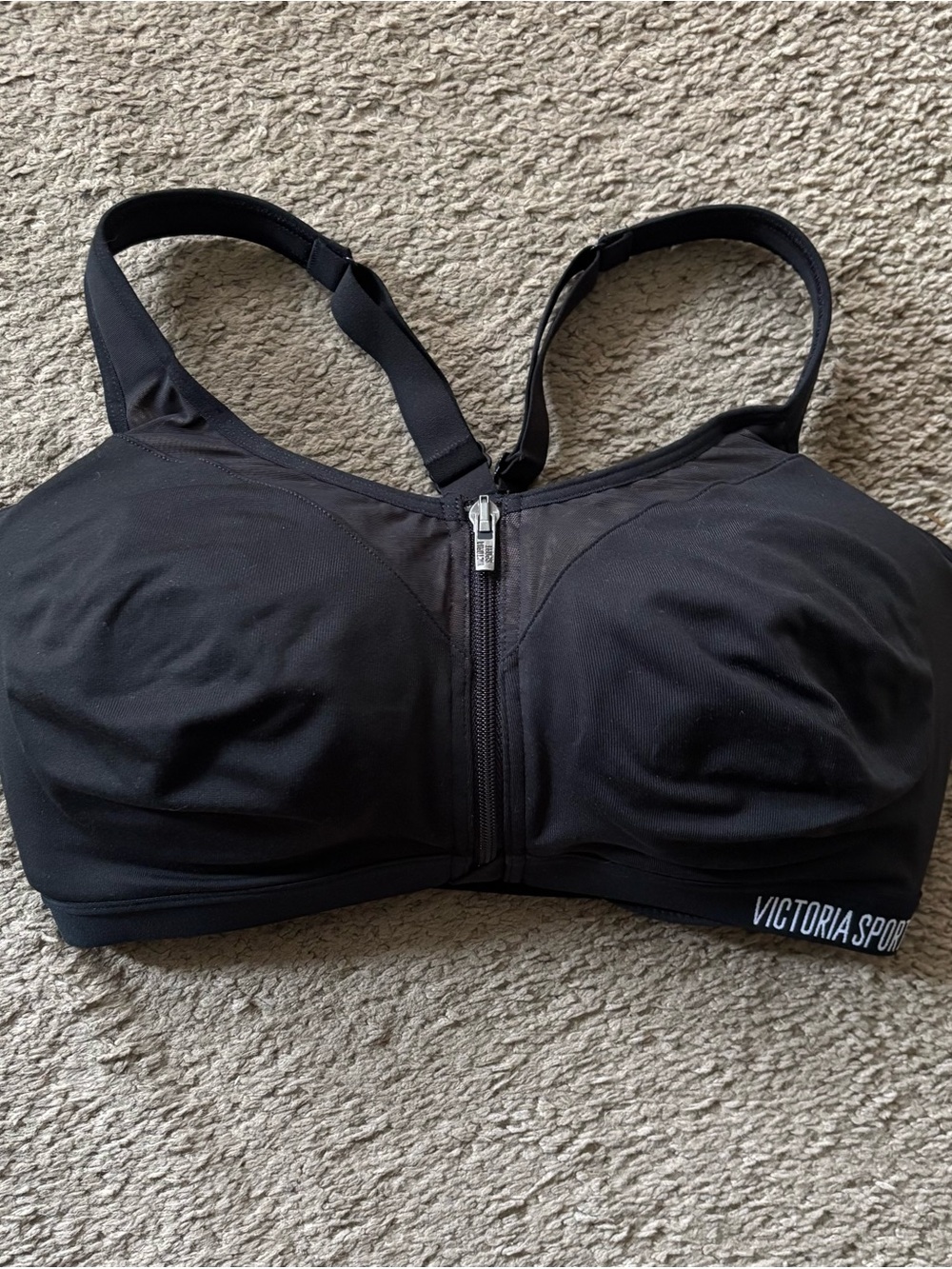 Victoria Sport Black Front-Zip High-Impact Sports Bra